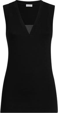 Brunello Cucinelli Ribbed jersey top in Black at Nordstrom, Size Xx-Small Eu