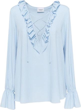 Dondup Stijlvolle Shirt voor Mannen en Vrouwen - Dames - Blouses - Blauw - L - Overhemden