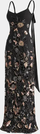 Helsi Dana Floral Beaded Column Gown