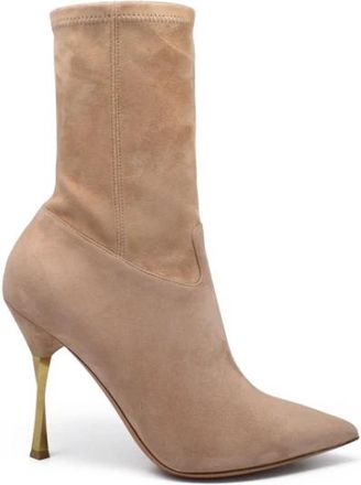 Valentino Garavani Twisted Heel Boots - Dames - Laarzen met Hak - Beige - 35 EU - Su&egrave;de - Schoenen