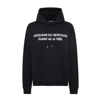 Dsquared2 Hoodies, male, Black, Size: XL Relax Fit Heritage Hoodie