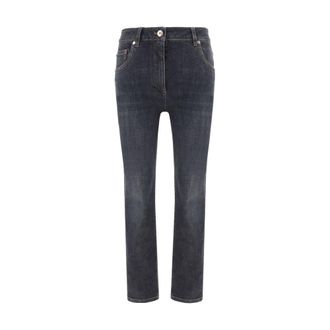 Brunello Cucinelli Brunello Cucinelli Womens Straight Leg Denim - Dark Grey Cotton - Size EU 40 (Womens)