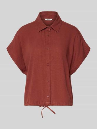 Mustang Jeans Mustang Regular Fit Bluse aus Viskose-Leinen-Mix mit Tunnelzug in Rostrot, Gr&ouml;&szlig;e 38