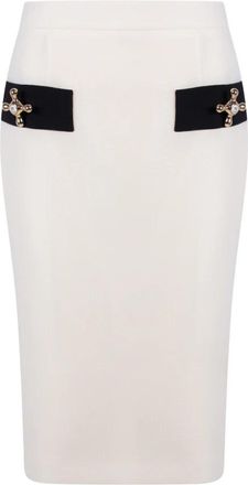 Moschino Pencil Skirts - Dames - Kokerrokken - Beige - M - Wol - Rokken