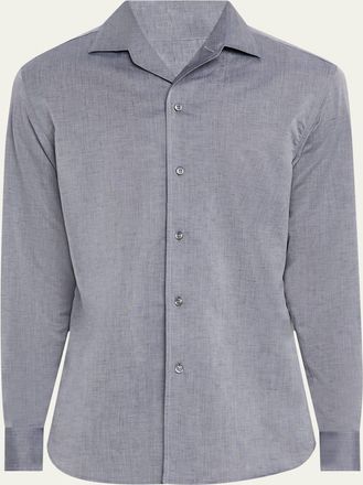 Brioni Mens Cotton and Linen Sport Shirt