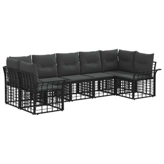 vidaXL Conjunto De Sof&aacute;s De Exterior 7 Pcs Negro Y Gris Oscuro Vidaxl