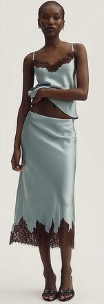 Reformation Carolina Lace-Hem Silk Midi Skirt