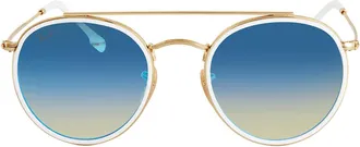 Ray-Ban Round Double Bridge Blue Gradient Flash Unisex Sunglasses RB3647 N0014O 51