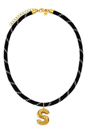 Petit Moments Bubble Initial Pendant Cord Necklace in Black-S at Nordstrom