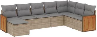 vidaXL Vidaxl - Juego De Sof&aacute;s De Jard&iacute;n Con Cojines Beige 8 Pzas Rat&aacute;n Pe