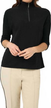 Anatomie Lucely 1/4 Zip Elbowsleeve Mock Neck Sweater In Black Sequin