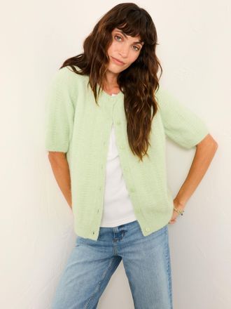 Fat Face FatFace Georgina Mint Green Knitted Fluffy Cardigan