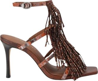 Kurt Geiger Fringe Sandal 90 - Dames - Schoenen - Bruin - Maat: 37 EU