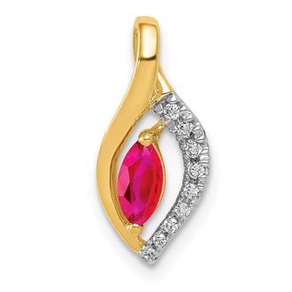 Diamond2Deal 14k Yellow Gold Diamond and.32 Marquise Ruby Chain Slide