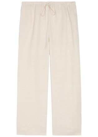 Staud Mateo Cropped Wide-leg Linen Trousers - Beige - S (UK8-10 / S)