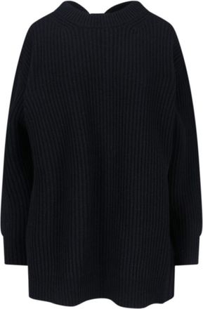 Maison Margiela Wool Blend Knit Dress With Contrasting Back Panel And Logo Detail