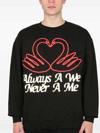 Market Sweater met zwaan-print - Zwart