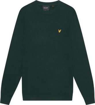Lyle & Scott Merino Crew Neck Jumper - Heren - Ronde hals truien - Groen - M - Katoen - Truien & Vesten