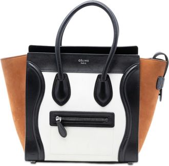 Celine Pre-owned Celine Micro Tricolor Nubuck and Calfskin Luggage Tote Ladies E4U3H5NTPC1ZYOX9