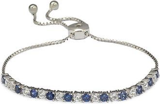 Suzy Levian Silver Diamond & Sapphire Bolo Bracelet