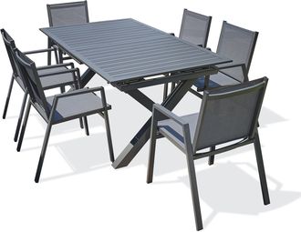 DCB Garden Floride - Conjunto De Comedor De Jard&iacute;n 6 Plazas De Aluminio Dcb Garden