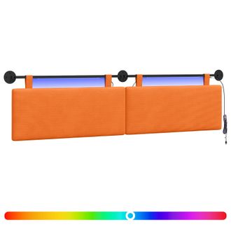 vidaXL Cabecero Colgante Con Luz Led Naranja Tela De Pana Vidaxl