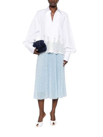 Ermanno Scervino White Oversized Embroidered Shirt