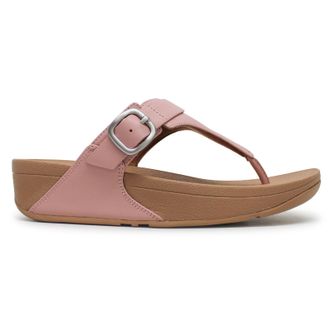 FitFlop Lulu Adjustable Toe Post Leather Womens Comfort Sandals - Soft Blush - Size:UK 6.5