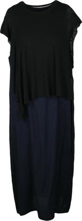 Yohji Yamamoto Black Blue Layered Cupro Tunic Dress