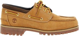 Timberland Schoenen, Heren, Beige, 42 EU, Leer, Beige Leren Loafers met Contrasterende Stiksels