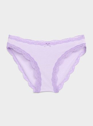 Miiyu Womens Scalloped lace-trim bikini panty Organic cotton