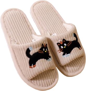 Generic Womens Cozy Indoor Cat Design Slippers Breathable Home Comfort Flat Shoes For Everyday Relaxation Womens Winter Men Fluffy Flip Flop Slipper Socks