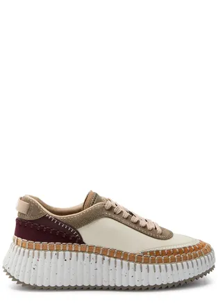 Chloé Nama Panelled Leather Sneakers - White - 41 (IT41 / UK8)