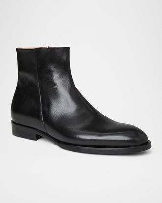 driesvannoten leather heel boots 12cmUP（Men