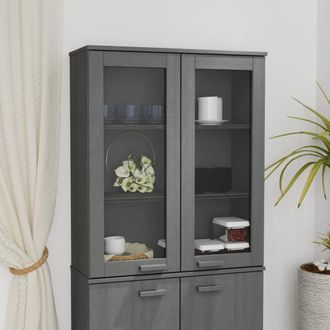 Berkfield Home Top for Highboard HAMAR Dark Grey 85x35x100cm Solid Wood Pine | Size: 85 x 35 x 100 cm