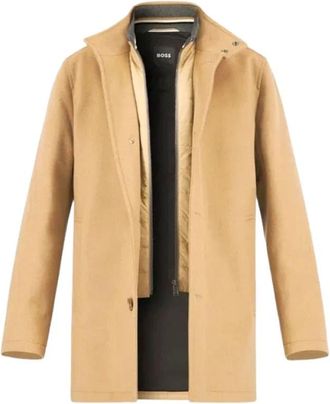 HUGO BOSS H-Coxtan-234 Relaxed-fit Kort Jasje - Heren - Mantel - Beige - L - Wol - Jassen