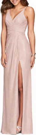Faviana Jersey Deep V-Neck Dress In Light Pink