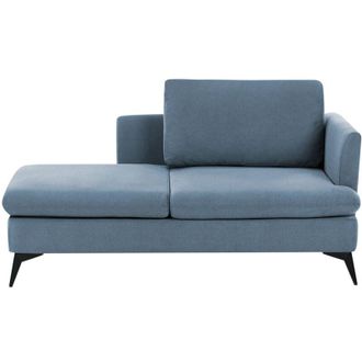 Beliani Beliani - Chaise Longue Moderna A La Derecha Tapicer&iacute;a De Tela De Poli&eacute;ster Con Patas De Metal Coj&iacute;n Azul Sievoz