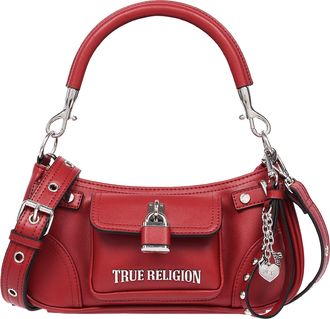 True Religion Moto Shoulder Bag with Lock Pocket Charm - Convertible Shoulder & Crossbody Purse