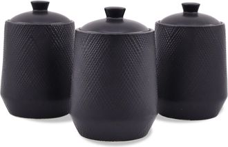 Maestro Juego De 3 Recipientes De Cer&aacute;mica Para Caf&eacute;, T&eacute; Y Az&uacute;car Maestro Negro Mr-20001-03cs
