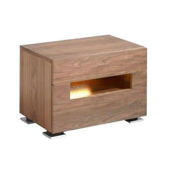 Angel Cerd&aacute; Walnut Bedside Table with Polished Steel Legs in Brown