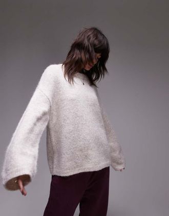 Topshop Maglione oversize girocollo squadrato soffice avena-Neutro