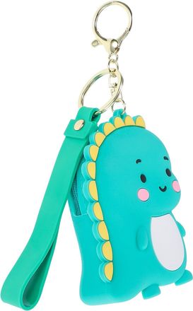 Kesyoo Cute Small Silicone Dinosaur Keychain with Zipper Wallet, Light Blue Mini Money Pouch for Women, Portable Coin Purse Accessory for Everyday Use