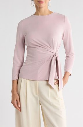 Nordstrom Rack Three Quarter Sleeve Side Tie Knit Top in Purple Lilac at Nordstrom Rack, Size Xx-Small