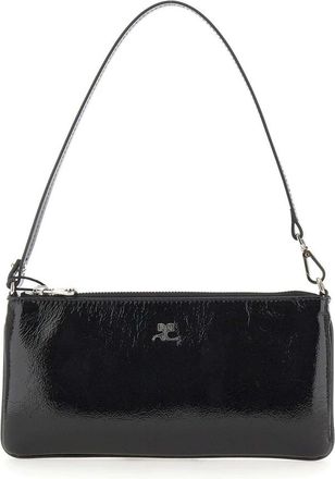 Courr&egrave;ges Zipped Naplack Pouch - Dames - Schoudertassen - Zwart - ONE Size - Leer - Tassen