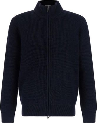 KANGRA Cardigan Zip Punto Rovescio - - Knitwear - Uomo - Blu - M
