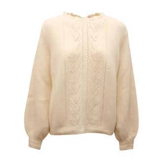 Emma & Gaia Mohair Blend Sweater 45M753 - Dames - Ronde hals truien - Beige - S - Wol - Truien & Vesten