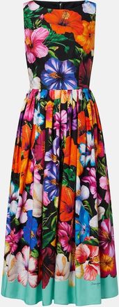 Dolce & Gabbana Abito midi in cotone con stampa floreale