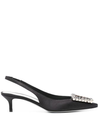 Roberto Festa Milano 50mm Futura slingback pumps - women - Fabric/Calf Leather/Calf Leather - 37 1/2 - Black