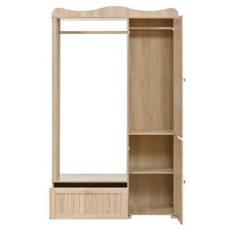 STILVORA Armario Con 2 Puertas Y 1 Caj&oacute;n, Puerta Con Espejo Y Perchero Abierto, Estilo Moderno, En Mdf, 115,5&times;38,5&times;194,5 Cm, Roble
